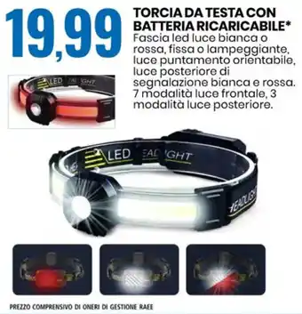 Torcia Da Testa con Batteria Ricaricabile