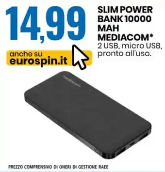 Slim Power Bank 10000 Mah Mediacom