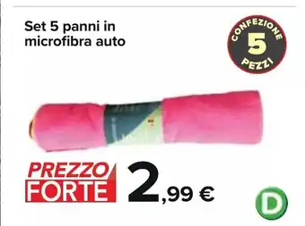 Carrefour Microfibra auto Set 5 panni in offerta