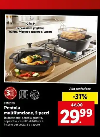 Lidl Pentola multifunzione 5 pezzi offerta