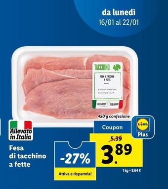 Lidl Fesa di tacchino a fette offerta