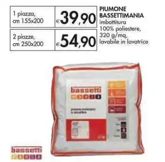 Bennet bassetti Mania Piumone 1 piazza, cm 155x200 offerta