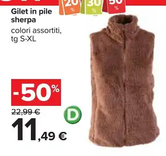 Carrefour Gilet in pile sherpa colori assortiti, tg S-XL offerta