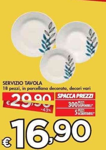 Bennet Servizio Tavola 18 pezzi offerta