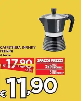 Bennet Caffettiera Infinity Pedrini 3 tazze offerta