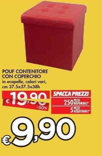 Bennet Pouf Contenitore con Coperchio cm 37.5x37.5x38h offerta