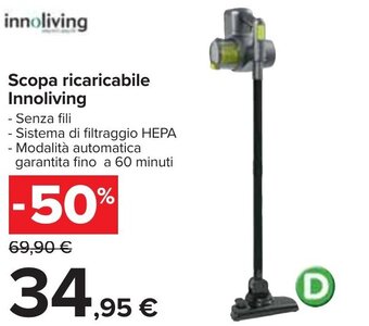 Carrefour Innoliving Scopa ricaricabile offerta