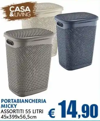 Casa&Living Portabiancheria Micky 55 litri 45x399x56,5cm