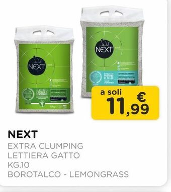 Arcaplanet Next / extra clumping / lettiera gatto/ kg.10 / borotalco - lemongrass offerta