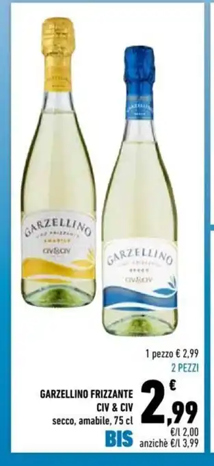 Conad Garzellino Frizzante Civ&Civ secco, amabile, 75 cl 2 pezzi offerta