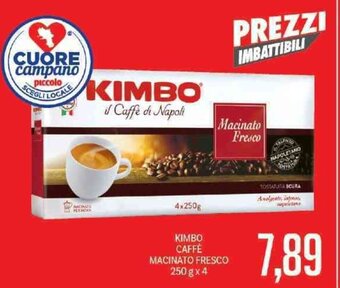 Supermercati Piccolo Kimbo Caffe Macinato Fresco 250 g x 4 offerta