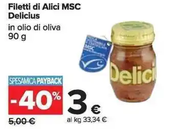 Carrefour Market Delicius Filetti di Alici MSC 90 g offerta