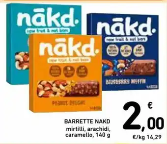 Spazio Conad Nakd Barrette mirtilli, arachidi, caramello, 140 g offerta