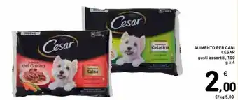 Spazio Conad Cesar Alimento per Cani gusti assortiti 100 g x 4 offerta