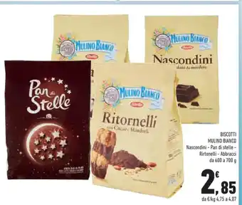 Conad Biscotti Mulino Bianco Nascondini - Pan di stelle- Rirtonelli-Abbracci da 600 a 700 g offerta