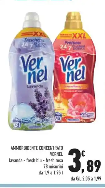 Conad Vernel Ammorbidente Concentrato lavanda-fresh blu-fresh rosa 78 misurini da 1,9 a 1,95 l offerta