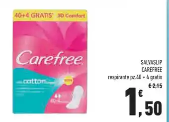 Conad Carefree Salvaslip respirante pz. 40 + 4 gratis offerta