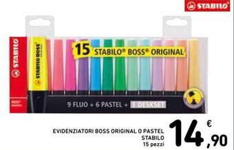 Stabilo Evidenziatori Boss Original o Pastel 15 pezzi