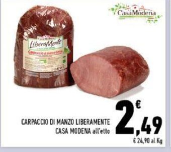 Conad Liberamente Carpaccio Di Manzo Casa Modena all'etto offerta