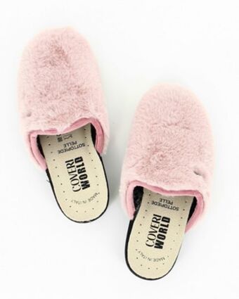 Globo Moda Coveri world -pantofola con ecopelliccia rosa, sottopiede in vera pelle e suola antiscivolo - prodotto italiano offerta