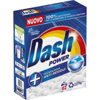 Dash power detersivo polvere bucato lavatrice anti residui 62 misurini