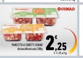 Conad Conad Pancetta A Cubetti dolce'affumicata 200 g offerta