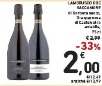 Spazio Conad Lambrusco DOC Saccamore 75 cl offerta