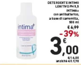 Spazio Conad Intima+ Detergente Intimo Lenitivo PH 5,5 500 ml offerta