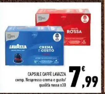 Conad Lavazza Capsule Caffè comp. Nespresso crema e gusto/ qualità rossa x 30 offerta