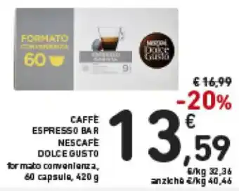 Spazio Conad Nescafè Dolce Gusto Caffè Espresso Bar 60 capsule, 420 g offerta