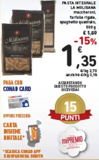 Spazio Conad La Molisana Pasta Integrale 500 g offerta