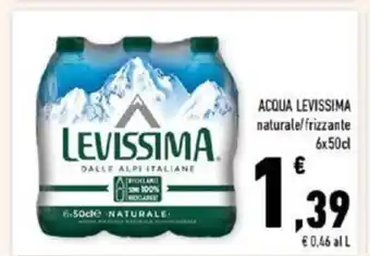 Conad Levissima Acqua naturale/frizzante 6x50cl offerta