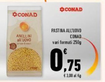 Conad Conad Pastina All'Uovo vari formati 250 g offerta