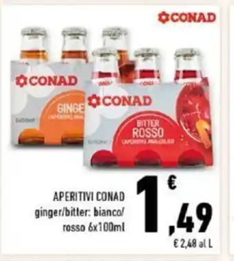 Conad Conad Aperitivi ginger/bitter:bianco/rosso 6x100 ml offerta