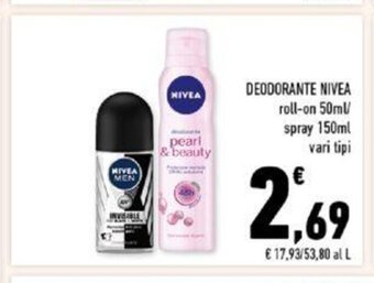 Conad Nivea Deodorante roll-on 50 ml spray 150 ml vari tipi offerta