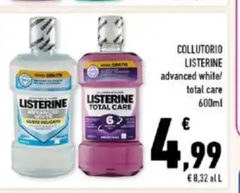 Conad Listerine Collutorio advanced white/total care 600 ml offerta