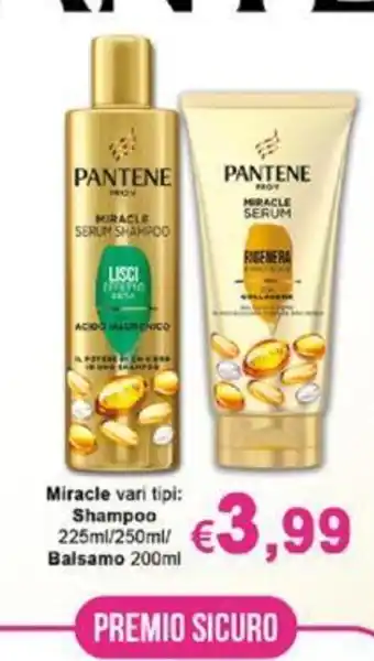 Conad Pantene Shampoo Miracle vari tipi: 225 ml/ 250 ml/ Balsamo 200 ml offerta