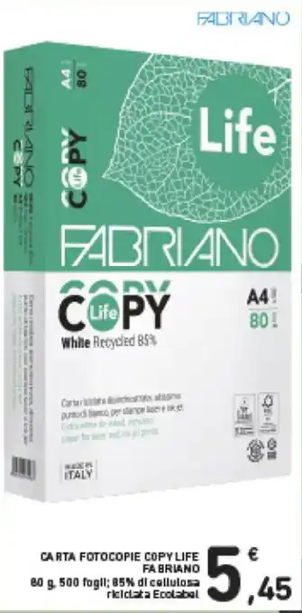 Fabriano Carta Fotocopie Copy Life 80 g, 500 fogli