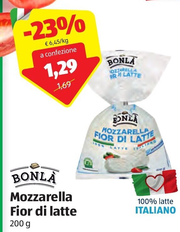 Bonlà Mozzarella Fior di latte 200 g offerta di ALDI
