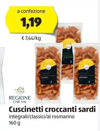 ALDI Cuscinetti croccanti sardi integrali/classici/al rosmarino 160 g offerta
