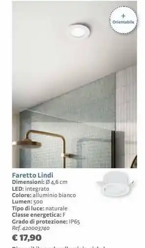 Bricocenter Faretto lindi dimensioni: ø 4,6 cm led: integrato colore: alluminio bianco offerta