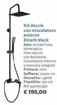 Bricocenter Kit doccia con miscelatore esterno elnath black offerta