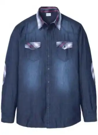 Camicia in jeans con dettagli a quadri