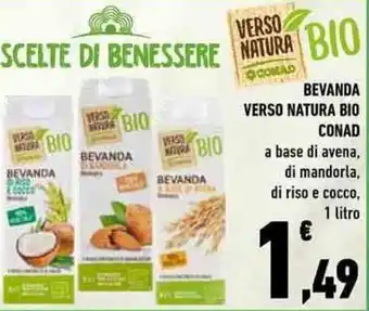 Conad Conad Verso Natura Bio Bevanda a base di avena, di mandorla, di riso e cocco, 1 litro offerta