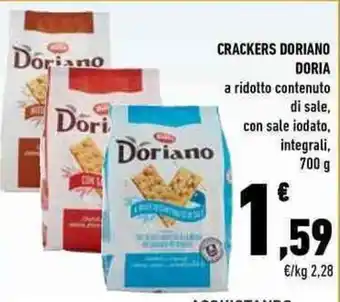 Conad Doria Crackers Doriano a ridotto contenuto di sale, con sale iodato, integrali 700 g offerta