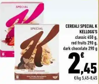 Conad Kellogg's Cereali Special K classic 450 g, red fruits 290 g, dark chocolate 290 g offerta