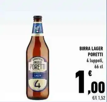 Conad Poretti Birra Lager 4 luppoli, 66 cl offerta