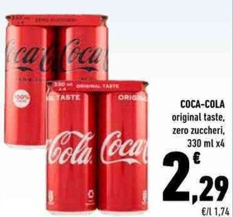 Conad Coca-Cola original taste, zero zuccheri, 330 ml x4 offerta