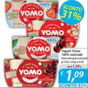 Yomo Yogurt 100% naturale intero-zero grassi vari gusti gr. 125x2