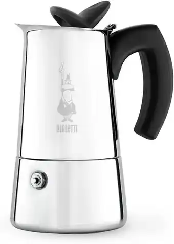 Bialetti caffettiera musa 4 tazze, manico termoplastico, adatta a tutti i piani cottura, 4 tazze (150 ml), acciaio inox 18/10